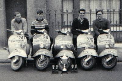 L-R Denis Bain, Ramsay McKay, Henry Tobin, David McDonald, David's brother Charlie taking photo.